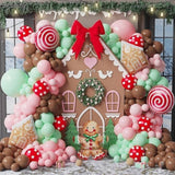 146-Piece Christmas Gingerbread Balloon Garland Kit with Red, Brown & Festive Mylar Balloons for Party