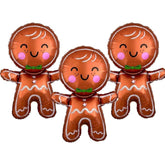 3-Piece Christmas Gingerbread Man Foil Balloons Set for Party Decorations