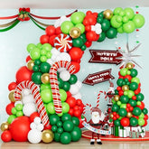 Christmas Balloon Arch Kit: Red, Green, Gold Star Decor