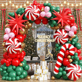 Christmas Balloon Arch Kit: Red, Green, Gold, Gingerbread & Santa