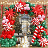 Christmas Balloon Arch Kit: Red, Green, Gold, Gingerbread & Santa