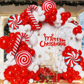 Christmas Balloon Arch Kit: Red, White, and Candy Decorations