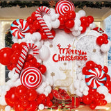 Christmas Balloon Arch Kit: Red, White, and Candy Decorations