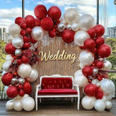Red White Balloon Arch Kit Double Stuffed Burgundy Pearl Balloons for Party Décor
