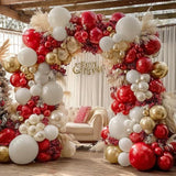 Red, White & Gold Balloon Arch Kit – Festive Party Garland