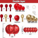 Ruby Red and Gold Balloon Arch Kit, Party Decor