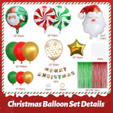 Christmas Balloon Arch Kit 71Pcs Gold Red Green Balloons with Foil Fringe Curtain Backdrop