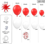 Red White Balloon Arch Kit 153Pcs with Stars Confetti Balloons for Christmas Wedding Party