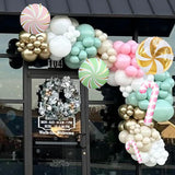 Christmas Balloon Arch Kit: Pastel Pink, Green, Candy Cane Theme