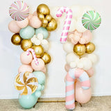 Christmas Balloon Arch Kit: Pastel Pink, Green, Candy Cane Theme