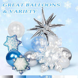 148-Piece Blue Snowflake Balloon Arch Kit with Metallic Silver White Balloons for Winter Party