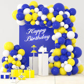Navy Blue, Yellow & White Balloon Arch Kit - 122 Piece Party Decor