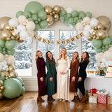145-Piece Sage Green White and Gold Balloon Arch Kit for Wedding Birthday Party Decor
