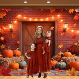 Large Autumn Barn Wood Backdrop with Pumpkins and Maple Leaves for Thanksgiving