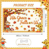His Grace Falls On Us Autumn Backdrop with Pumpkins and Maple Leaves Decor