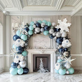Winter Balloon Garland Arch Kit 128 Pcs Blue White Silver Balloons for Party Decor