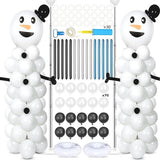 2 Sets Snowman Balloon Column Stand Kit with 100 Balloons for Winter Party Decor