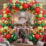 Christmas Balloon Garland Arch Kit with Red Green Gold Candy Cane Balloons Decor