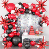 Red Star Foil Balloon Arch Kit Metallic Starburst Balloons for Party Decorations