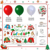 101 Pcs Friendsmas Christmas Balloon Arch Kit with Elf & Ugly Sweater Balloons for Party