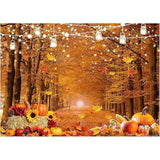 7x5ft Fall Thanksgiving Photo Backdrop with Wooden Fence Pumpkin Haystack