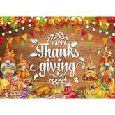 7x5ft Happy Thanksgiving Backdrop with Gnome Pumpkin Maple Leaf Fall Decor