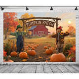 8x6ft Fall Thanksgiving Backdrop with Pumpkin Patch and Autumn Harvest Scene