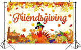 Friendsgiving Banner Backdrop with Turkey Pumpkins Maple Leaves Thanksgiving Decor
