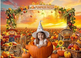7x5ft Fall Pumpkin Backdrop with Autumn Harvest Farm Theme for Thanksgiving
