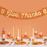Give Thanks Gold Orange Foil Fringe Banner for Thanksgiving Party Decor 5ft