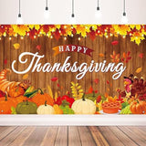 Happy Thanksgiving Banner with Maple Leaves Turkey Pumpkin Decor 71x43in