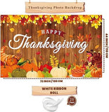 Happy Thanksgiving Banner with Maple Leaves Turkey Pumpkin Decor 71x43in