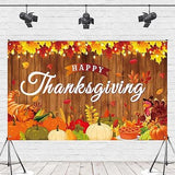 Happy Thanksgiving Banner with Maple Leaves Turkey Pumpkin Decor 71x43in