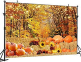 7x5ft Autumn Thanksgiving Backdrop with Maple Leaves Pumpkin Farm Harvest Decor