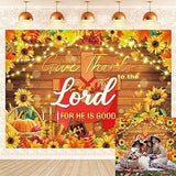 7x5ft Christian Thanksgiving Backdrop with "Give Thanks to The Lord" Theme
