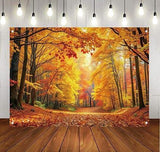 83x59in Fall Backdrop with Autumn Forest for Thanksgiving Party Photography