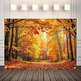 83x59in Fall Backdrop with Autumn Forest for Thanksgiving Party Photography