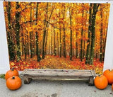 2.1x1.5m Fall Forest Leaves Glitter Backdrop with Golden Maple for Thanksgiving Photos