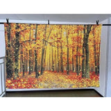 2.1x1.5m Fall Forest Leaves Glitter Backdrop with Golden Maple for Thanksgiving Photos