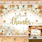 7x5ft Let’s Give Thanks Backdrop with Flowers Pumpkin for Thanksgiving Decor