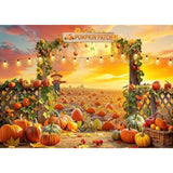 7x5ft Fall Pumpkin Patch Backdrop with Farm Harvest Scene for Thanksgiving Decor