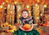 7x5ft Fall Photography Backdrop with Maple Forest Leaves Pumpkins for Thanksgiving