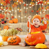 Fall Pumpkin Photography Backdrop 7x5FT Rustic Thanksgiving Harvest & Autumn Decor