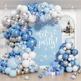 Snowflake Balloon Arch Kit with Blue Purple Silver Balloons for Birthday Baby Shower