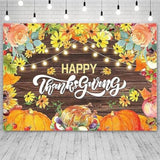 7x5FT Happy Thanksgiving Backdrop with Pumpkins Turkey Maple Leaves Rustic Decor