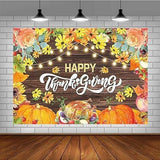 7x5FT Happy Thanksgiving Backdrop with Pumpkins Turkey Maple Leaves Rustic Decor