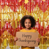 Fall Decor 6Pack Foil Fringe Banners 1.6x6.6FT Thanksgiving Metallic Tinsel Backdrop