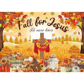 Fall for Jesus Backdrop 6x4FT Autumn Harvest Christian Pumpkin Maple Thanksgiving Decor