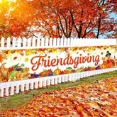 Friendsgiving Banner Backdrop Fall Maple Leaves Turkey Pumpkin Themed Party Decor