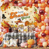 Happy Thanksgiving Backdrop 70x43 Inch Turkey Pie Pumpkin Maple Leaves Fall Party Decor